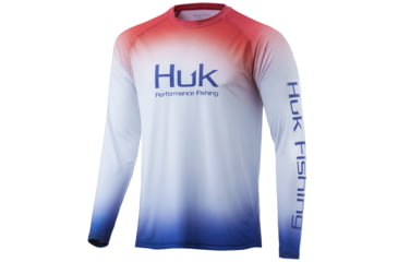 Image of HUK Performance Fishing Flare Fade Long Sleeve - Men's, Americana, Large, H1200342-695-L