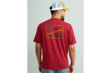 Image of HUK Performance Fishing Spot Badge Tee - Mens, Scarlet Blaze, Extra Large, H1000529-621-XL
