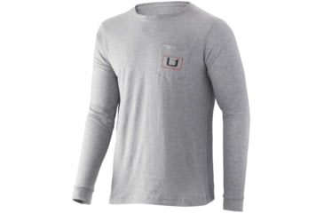 Image of HUK Performance Fishing United L/S Pocket Tee - Mens, Heather Grey, Medium, H1000351-033-M