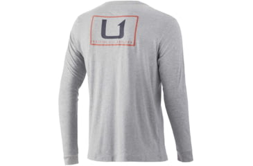 Image of HUK Performance Fishing United L/S Pocket Tee - Mens, Heather Grey, Medium, H1000351-033-M