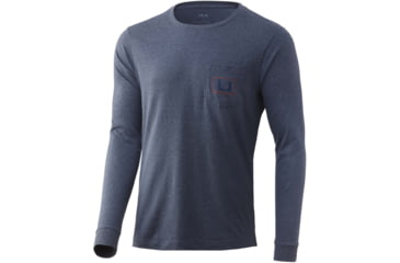 Image of HUK Performance Fishing United L/S Pocket Tee - Men's, Sargasso Sea Heather, XL, H1000351-416-XL
