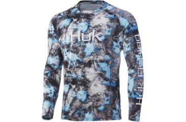 Image of HUK Performance Fishing Vented Mossy Oak Fracture Pursuit L/S Shirt - Men's, Mossy Oak Lightning, L, H1200399-991-L