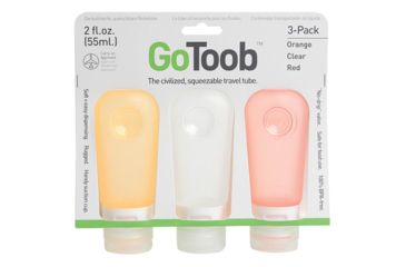 Image of Humangear GoToob Silicone Tube, 2 oz, Pack of 3, Clear/Orange/Red HG0185