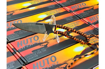 Image of Huto Lifestyle EXO-Skeleton High Mountain M390 Steel 3.25in Fixed Blade Knife, Satin, Orange/Black, EXOSKTNHGHMTNM390SO/B