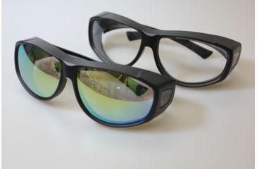 Image of Hyskore Over The Glasses ANSI Safety Glasses Set - 1 Clear, 1 Amber w/ Black Frame - Anti-Fog, Black/OD Green 30237