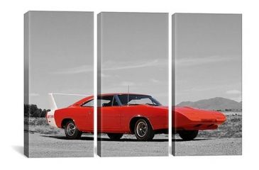 Image of iCanvas 1969 Dodge Charger Daytona Color Pop by Canvas Print, Multi, 60x40x0.75, 3P ICA1196-3PC3-60x40