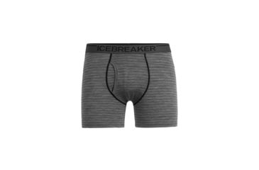 Image of Icebreaker Anatomica Boxers w Fly - Mens, Gritstone HTHR Stripe, Small, 103030013S