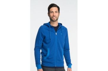 Image of Icebreaker Quattro Long Sleeve Zip Hood Stripe Clearance - Men's-Cadet-X-Large