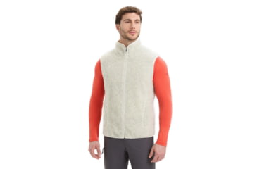 Image of Icebreaker RealFleece Merino High Pile Vest - Mens, Ecru Heather/Snow, Extra Large, IB0A56NZ227XL