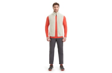 Image of Icebreaker RealFleece Merino High Pile Vest - Mens, Ecru Heather/Snow, Extra Large, IB0A56NZ227XL