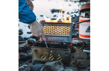 Image of Ignik FireCan Deluxe Stainless w/Grill, Silver &amp; Orange, IGPRO-00322