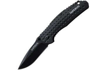 Image of Imperial Schrade Linerlock Clip Folding Knife,3.5in,Drop Point,Black,Aluminum Handle IMP104BCP