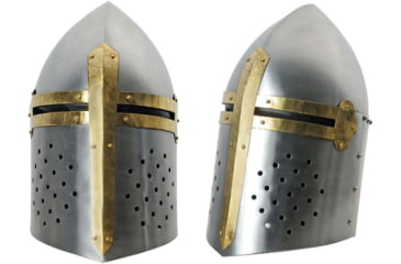 Image of India Made Silver Crusader Helmet, Silver finish carbon steel construction, 910974-SL