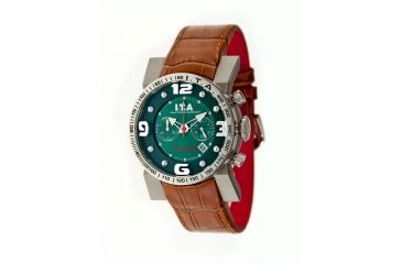 Image of Ita 00.05.03 B Compax Mens Watch, Green Face, Brown Band