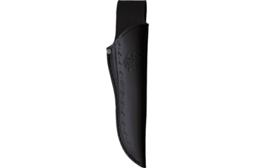 Image of J&amp;V Adventure Knives Villano Fixed Blade Knife, 8.75in Overall, 4.5in Satin 14C28N Sandvik SS Blade, Black Sculpted Micarta Handle, Black Leather Belt Sheath, 1174-M1