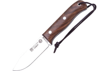 Image of Joker Knives Bushcraft Knife Walnut Handle Fixed Blade Knife, Bushcraft Knife, 8.75in Overall, 4in Satin Sandvik 14C28N SS Drop Point, Walnut Handle, Brown Leather Belt Sheath, CN112
