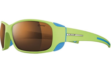 Image of Julbo MonteBianco Single Vision Prescription Sunglasses, Apple Green / Blue Frame, Camel Lens, Polarized, Photochromic-J4155016USSV