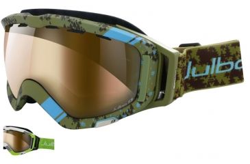 Image of Julbo Orbiter Rx Insert Goggles - White/ Black/Green Frame, Camel Lens 72050111