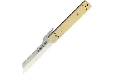 Image of Kanetsune Brushed Brass Linerlock Folding Knife, 2.5 satin finish stainless blade, Brushed brass handle, KB-561