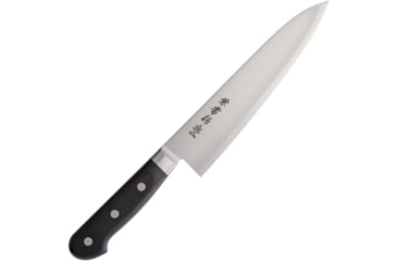 Image of Kanetsune Gyutou 180mm Kitchen Knives, Kitchen Series, 12in Overall, 7in Satin Aus-10A SS Blade, Black Wood Handle, SS Bolster, Full Tang, Black, KC-126