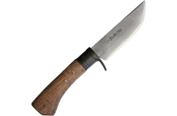 Image of Kanetsune Sazanam Knife, 10.38in Overall, 4.88in Blue Steel Drop Point, Oak Handle, SS Guard, Magnolia Wood And Black Leather Sheath, KB-414