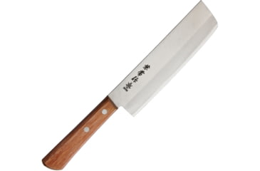 Image of Kanetsune Usubagata Kitchen Knives, 11.25in Overall, 6.5in Satin Blade, Blade Features Takefu-Shiro-2 High Carbon Steel Core, Sandwiched Between Sus410 SS Steel, Red Plywood Handle, KC-351