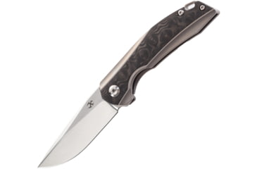 Image of Kansept Knives Mini Accipiter Framelock Folding Knife, Gray, Gray titanium handle with carbon fiber inlay, K2007A2