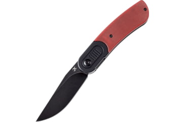Image of Kansept Knives Reverie Black/Red Folding Knife, 4in Closed, 3in Black Stonewash 154CM SS Blade, Black/Red G10 Handle, Black Nylon Pouch, T2025B6