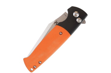 Image of Kansept Knives Shikari SBL 154CM Orange Folding Knife, 4.38in Closed, 3.38in Stonewash 154CM SS Blade, Black Aluminum Handle w/ Orange G10 Inlay, Black Nylon Pouch, T2027B2