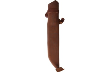 Image of Karesuando Stoera Niibi Fixed Blade Knife, 11.5in Overall, 7in Mirror Sandvik 12C27 SS Drop Point, Curly Birch Handle, Brass Guard And Reindeer Horn Pommel, Brown Leather, Boxed w/Hanging Tab, 4022