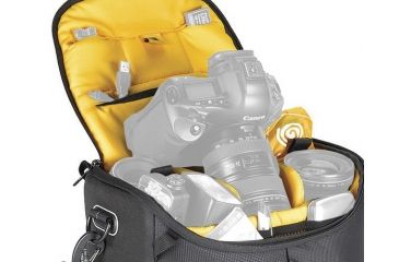Image of Kata DL LITE Shoulder Bag 445, Black - Pro DSLR w/ Mounted Lens and 3-5 Lenses, Flash, Accessories