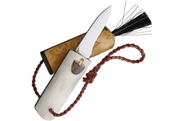 Image of Kellam Mushroom Pocket Fixed Blade Knife, 2.25 stainless blade, Reindeer antler handle with leather spacer, ATPS58R