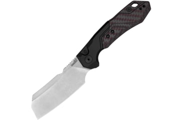 Image of Kershaw Launch 14 Automatic Folding Knife, 3.3in, CPM-154, Cleaver Blade, Stonewash Finish, Black Aluminum/Carbon Fiber Handle, 7850RDSW