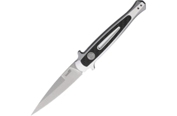 Image of Kershaw Auto Launch 8 Button Lock Automatic Folding Knife, 3.5in, CPM-154, Spear Point Blade, Stonewash Finish, Raw Aluminum Handle, KS7150RAW