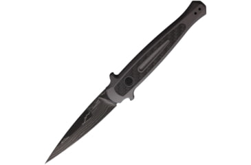Image of Kershaw Auto Launch 8 Button Lock Automatic Folding Knife, 3.5in, CPM 154, Spear Point Blade, Damascus Steel, Black Anodized Aluminum Handle, 7150DAM