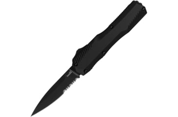 Image of Kershaw Auto Livewire OTF Automatic Folding Knife by Matt Diskin, 3.3in, CPM MagnaCut SS, Black PVD Partially Serrated Spear Point Blade, Black Aluminum Handle, 9000BLKST