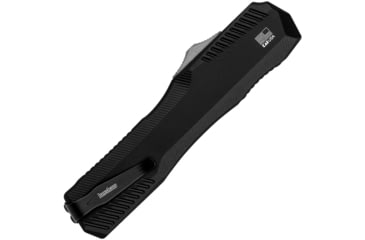 Image of Kershaw Auto Livewire OTF Automatic Folding Knife by Matt Diskin, 3.3in, CPM MagnaCut SS, Stonewash Partially Serrated Spear Point Blade, Black Aluminum Handle, 9000ST