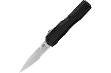 Image of Kershaw Auto Livewire OTF Automatic Folding Knife by Matt Diskin, 3.3in, CPM MagnaCut SS, Stonewash Partially Serrated Spear Point Blade, Black Aluminum Handle, 9000ST