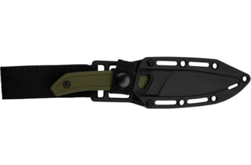 Image of Kershaw Deschutes Caper Knife, 3.3in, D2 Steel, Clip Point Fixed Blade, Olive, Polypropylene, Rubber Overlay Handle, 1882