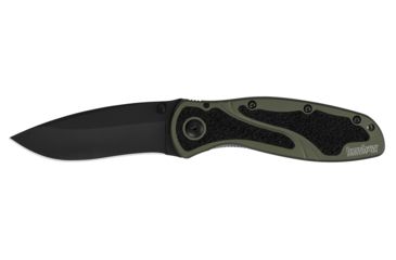 Image of Kershaw Blur Assisted Open Folding Knife,3.4in Sandvik 14C28N Black Steel Plain Blade,6061-T6 Anodized Olive Aluminum Handle w/Trac-Tec Inserts