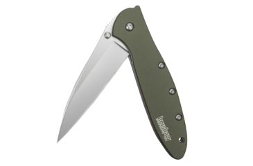 Image of Kershaw K.O. Leek, Olive 6061-T6 Aluminum Handle, Black Plain Edge K1660OL