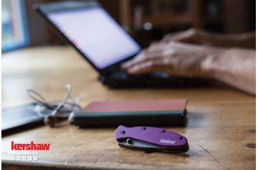 Image of Kershaw K.O. Leek, Purple 6061-T6 Anodized Aluminum Handle, Plain K1660PUR