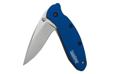 Image of Kershaw Scallion Assisted Opening Folding Knife, 2.4 in, 420HC, Drop Point Blade, 6061-T6 Aluminum, Navy Blue Handle, 1620NB