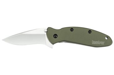 Image of Kershaw K.O. Scallion, Olive Anodized Aluminum Handle, Plain Edge K1620OL