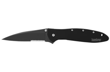Image of Kershaw Leek Cutting Knife, 3in. Blade, Serrated Edge, Tanto, Stainless Steel, Anodized Aluminum