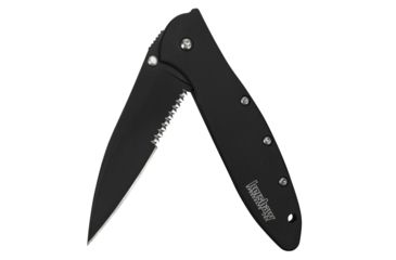 Image of Kershaw Leek Cutting Knife, 3in. Blade, Serrated Edge, Tanto, Stainless Steel, Anodized Aluminum