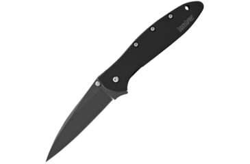 Image of Kershaw Leek Assisted Opening Folding Knife, 3 in, 14C28N, Drop Point, Plain, Black Cerakote Stainless Steel Handle, 1660CKTB