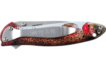 Image of Kershaw 1660TROUT Leek Trout, 3in, 14C28N Steel, Drop Point Blade, Bead Blasted Finish, Silver Blade, UFI Coated Rainbow Trout Handle, 1660TROUT