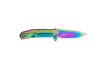 Image of Kershaw Outcome, Folding Knife, Assisted Opening, 2.8" Drop Point, 8Cr13MoV Blade Steel, 6.7" Overall Length, Frame Lock, Rainbow PVD Finish, 2044RBW