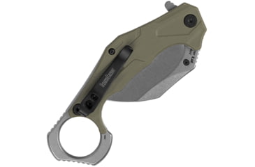 Image of Kershaw Outlier Assisted Opening Folding Knife, 2.63 in, Stonewash 8Cr13MoV Stainless Steel, Hawkbill, Glass-Filled Nylon, Green, 2064ODSW
